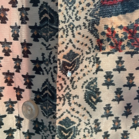 LADY MANHATTAN SIZE S Long-sleeve Sheer Patterned Button-up Top - Picture 12 of 16